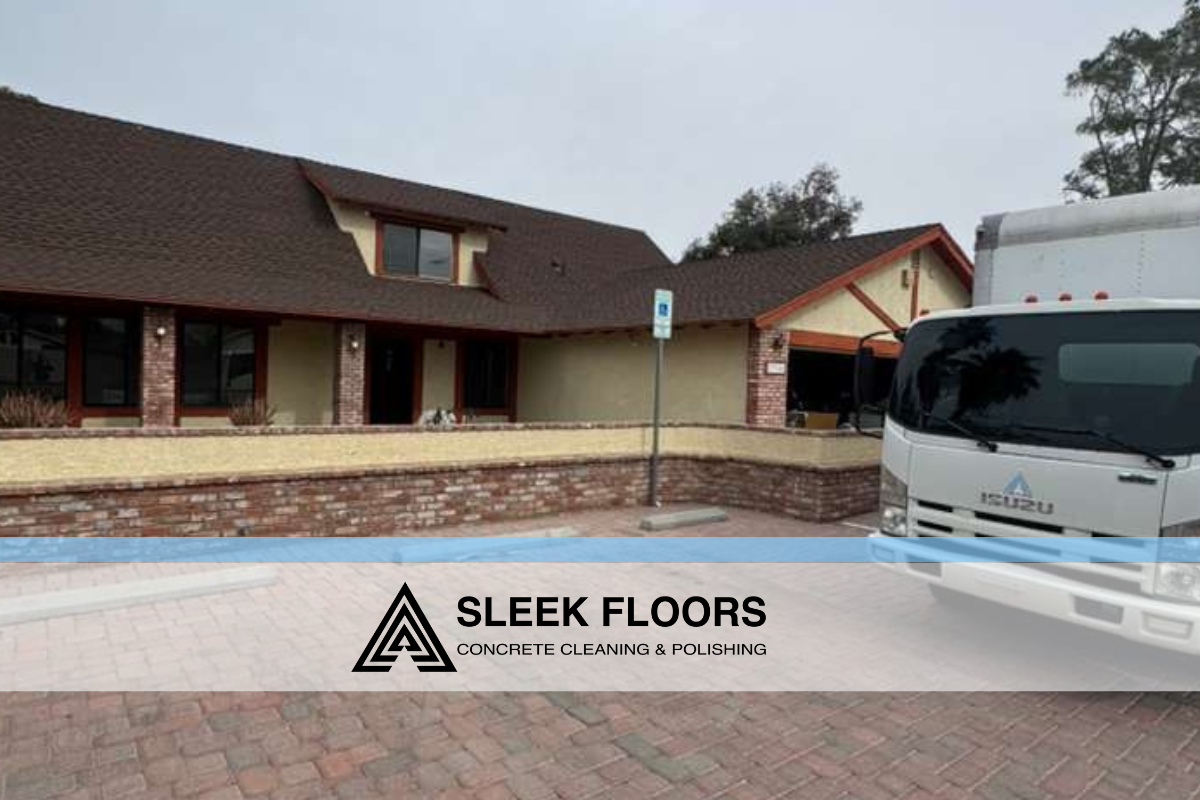 Polished concrete office remodel in Las Vegas with aggregate exposure