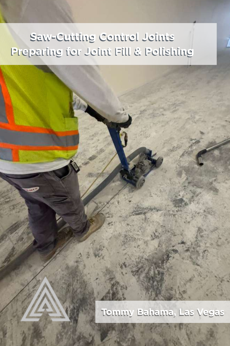 saw cutting control joints concrete floor Las Vegas preparation for joint filler