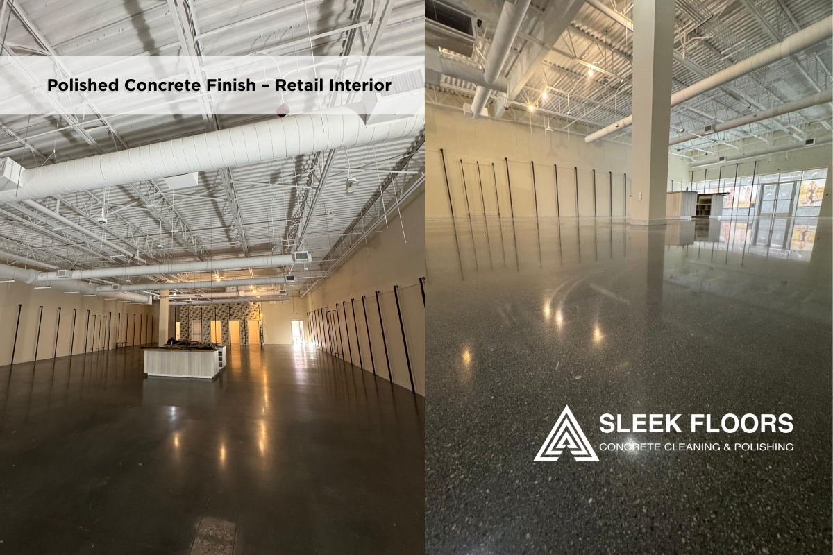 polished concrete retail floor Las Vegas high gloss finish interior