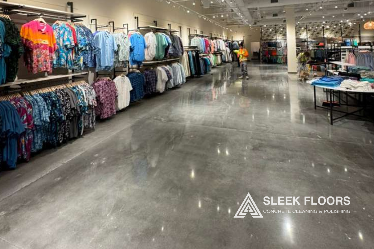 Polished concrete retail floor Las Vegas Tommy Bahama